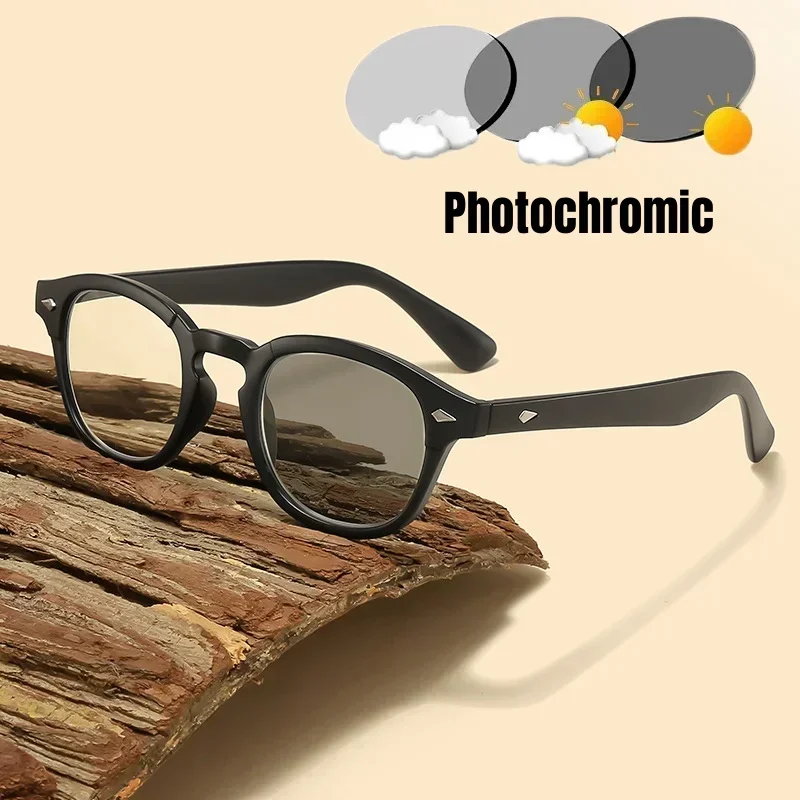 Finished Photochromic Plain Glasses Retro Fashion Color Changing Optical Spectacle Eyeglasses New Anti-UV Sunglasses Goggles