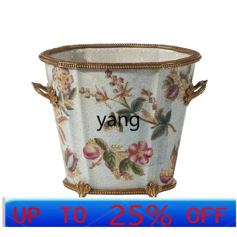 LTT floral light blue binaural flower pot simple flower pot ornament