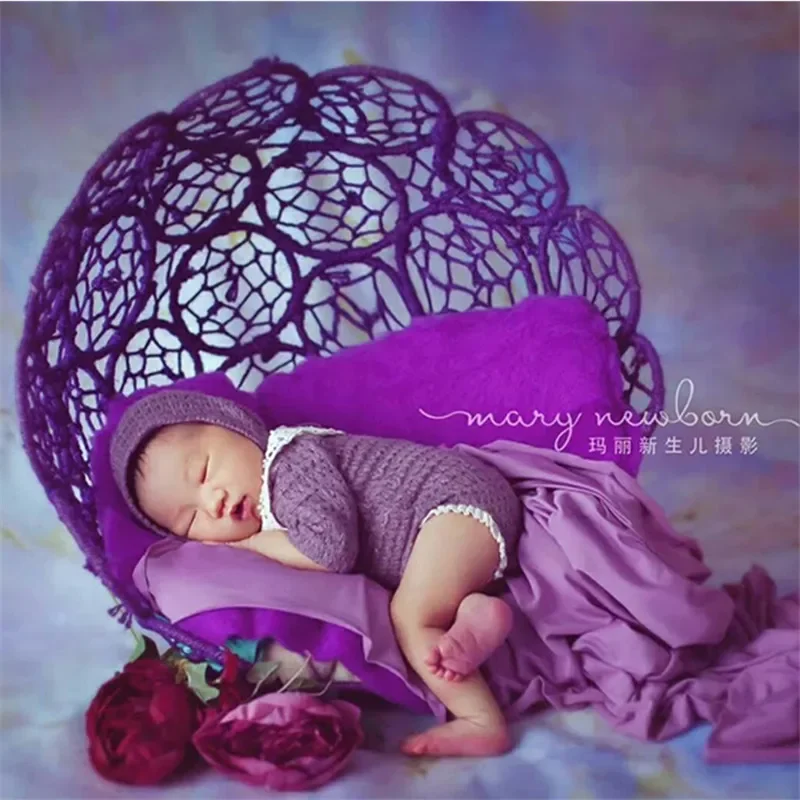 Newborn Photography Chair Props Boy Girl Woven Basket Baby Bed Flower Basket Posing Furniture Baby Photoshoot Props Sofa Bench