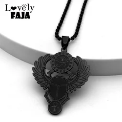 Egyptian Scarab Eye of Ra Horus Symbol Car Pendant Stainless Steel Gold Color Ankh Key Of Life Car Hangings Jewelry Ornaments