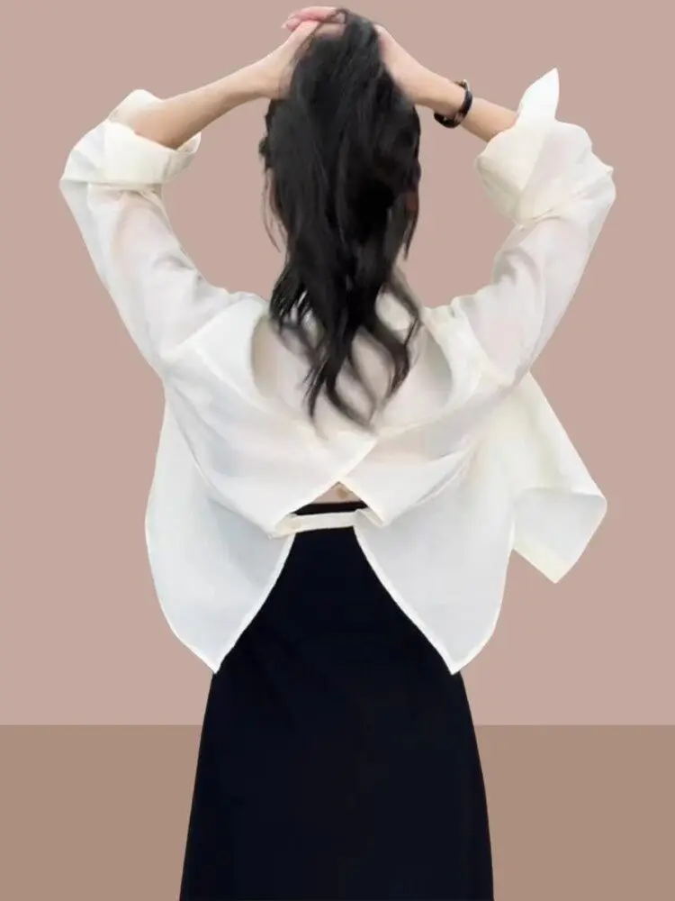 Women's Summer New Style Sun Protection Shirt  Short Coat with Strap Car Coat Casual Loose Fit Long Sleeve Zipper