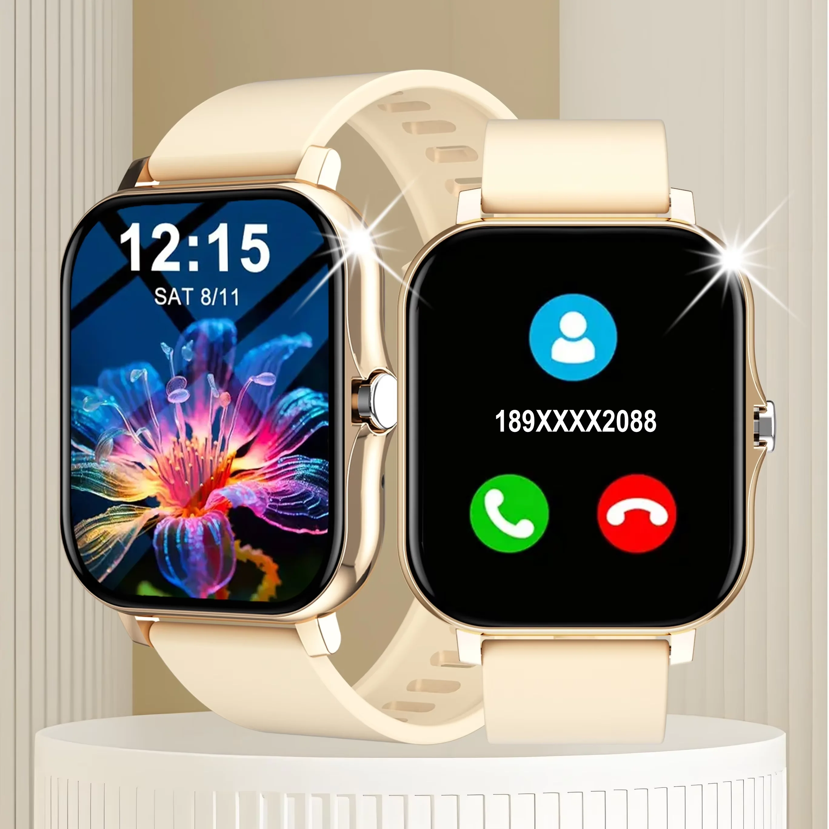 New Full-Touch Screen Silicone Strap Smartwatch for Men and Women, Sports Fitness Outdoor Pedometer, Watch Faces