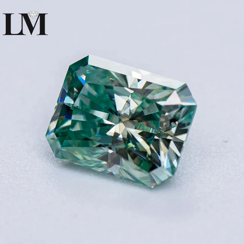 Moissanite Stone Radiant Cut Yellow Green Color Lab Grown Gemstone For Charms Diy Jewelry Making Materials With GRA Certificate