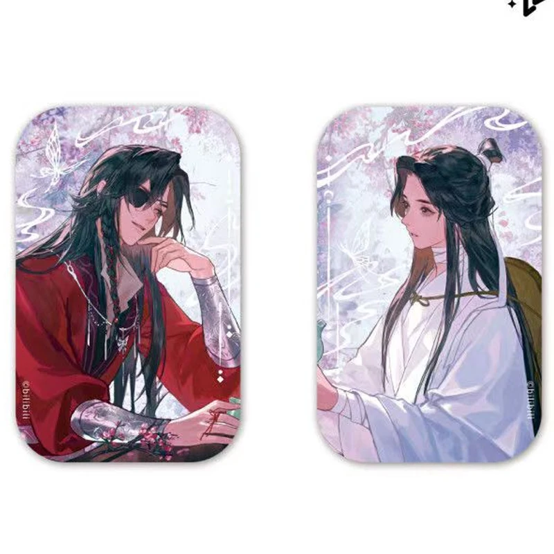 2Pieces Anime Tian Guan Ci Fu Xie Lian Hua Cheng Wanderer Cosplay Backpack Badge Heaven Official's Blessing Rectangle Pin Gift