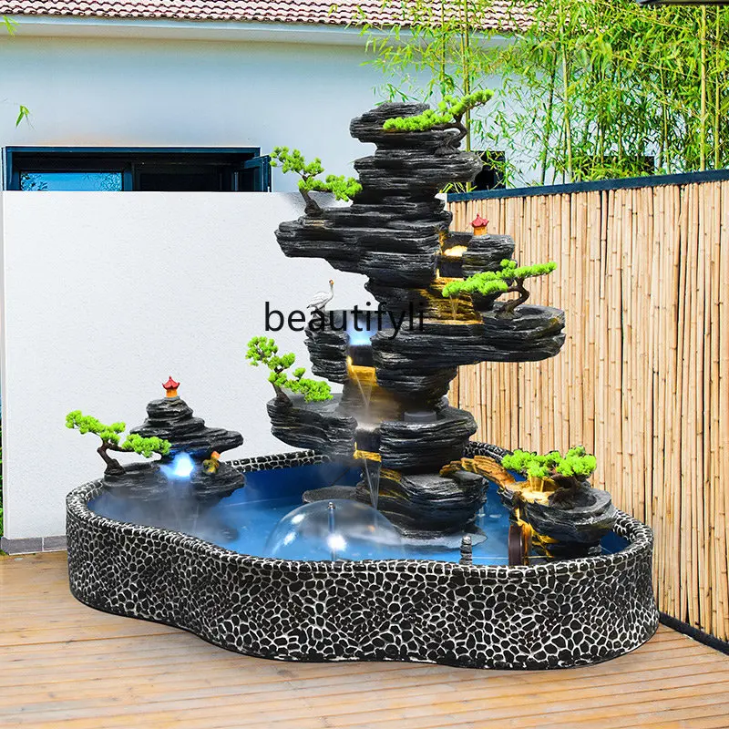 Courtyard Large Rockery Fountain Water Fish Pond Waterscape Indoor Courtyard Villa Floor Ornaments