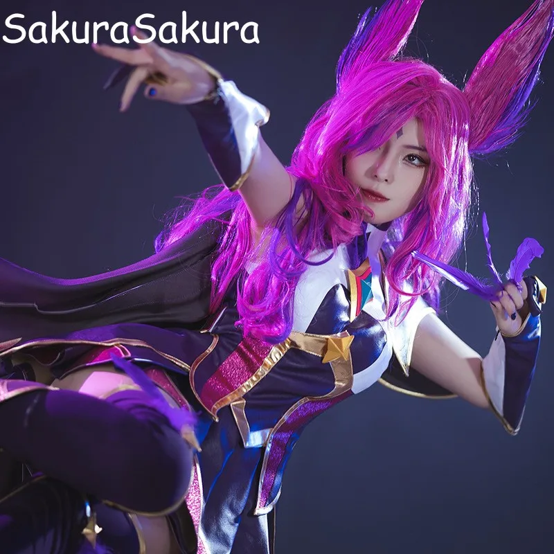 Xayah Cosplay Costume LOL Star Guardian Xayah New Version Women Dress Pre-sale Halloween Cosplay Fullset Suit With Cloak