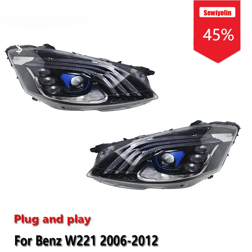 

Sewiyolin автомобильные светодиодные фары в сборе для Benz W221 2006-2012 противотуманные фары DRL тормозной указатель поворота Plug and Play