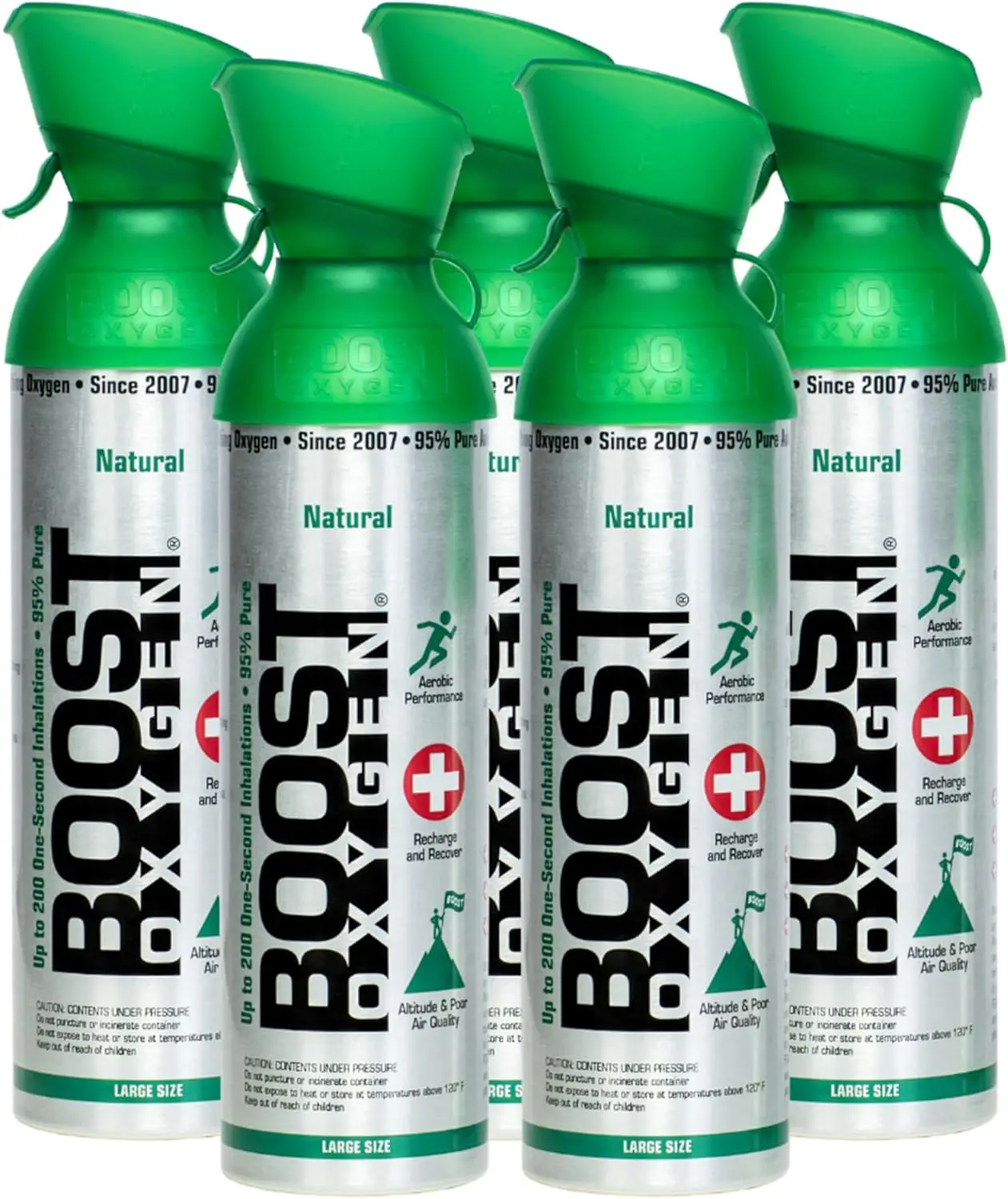 Boost Oxygen 10 Liter Natural Flavor Pure Oxygen Supplement in Portable Canister for Endurance, Recovery, and Performance 6x