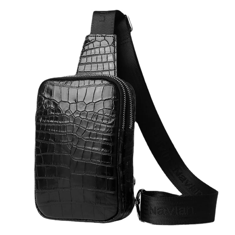 Crocodile Men\'s Chest Bag Designer Men\'s Shoulder Bag Real Cowhide Men\'s Bag Fashion Crossbody Bag Genuine Leather Bag Chest Bag