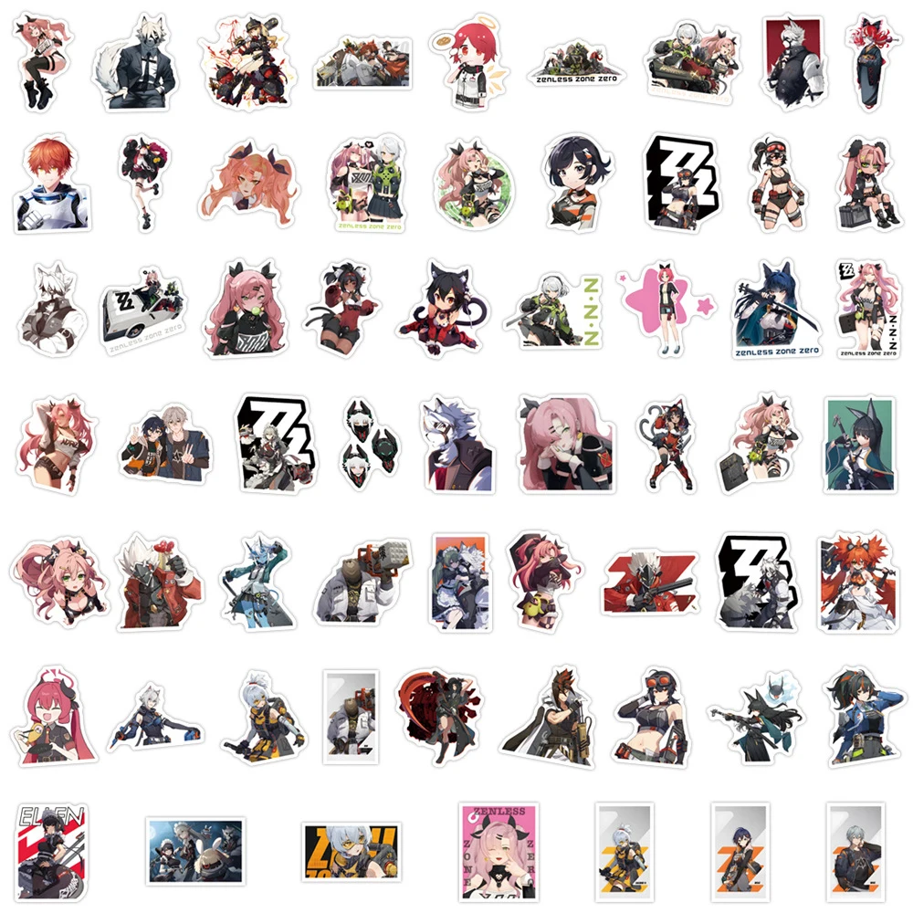 60PCS Game Zenless Zone Zero Sticker Cool Graffiti Decoration Laptop Guitar Scrapbook Luggage Waterproof Decal Kids Toy
