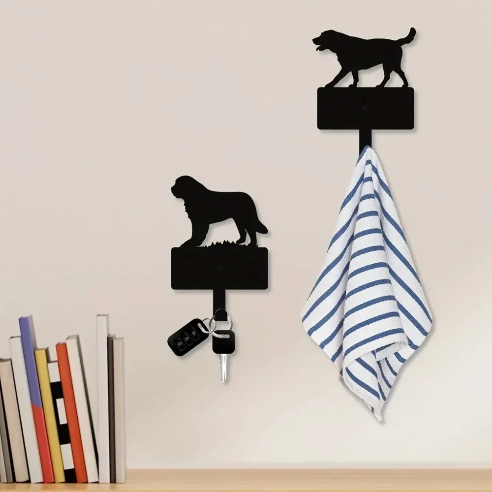 CIFBUY Wrought Iron Key Rack Organizer Wall Mounted Dog Leash Holder Hanging Storage Functional Decorative Scene Decor