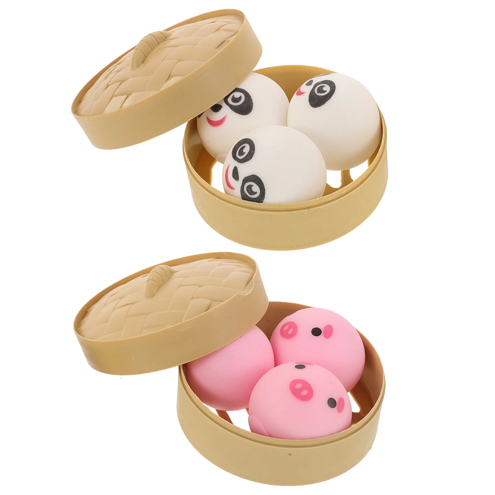 2 set Squishy Bun Realistic Steamed Bao Squeeze Stress Relief Sensory Fidget Decompression For Kids Adults Party Gift