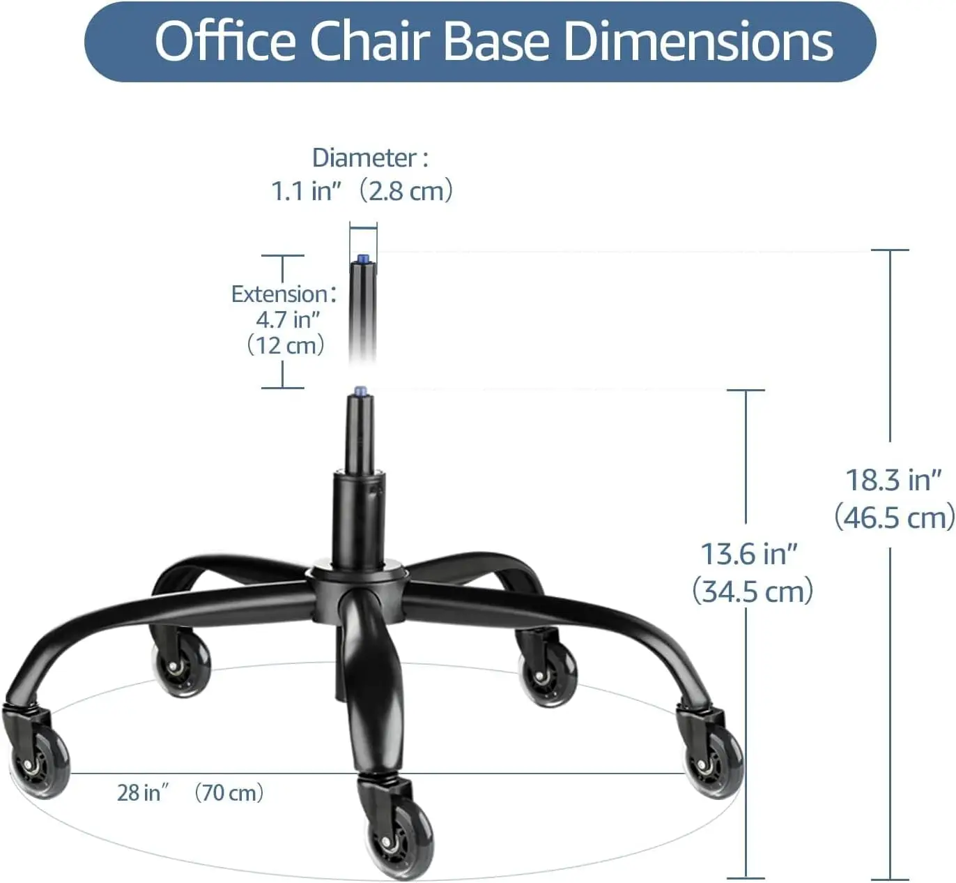 

Sytopia Office Chair Base Replacement Bundles, Heavy Duty 352Lbs, Reinforced To Repair Swivel Gaming Chair Bottom Part With 5