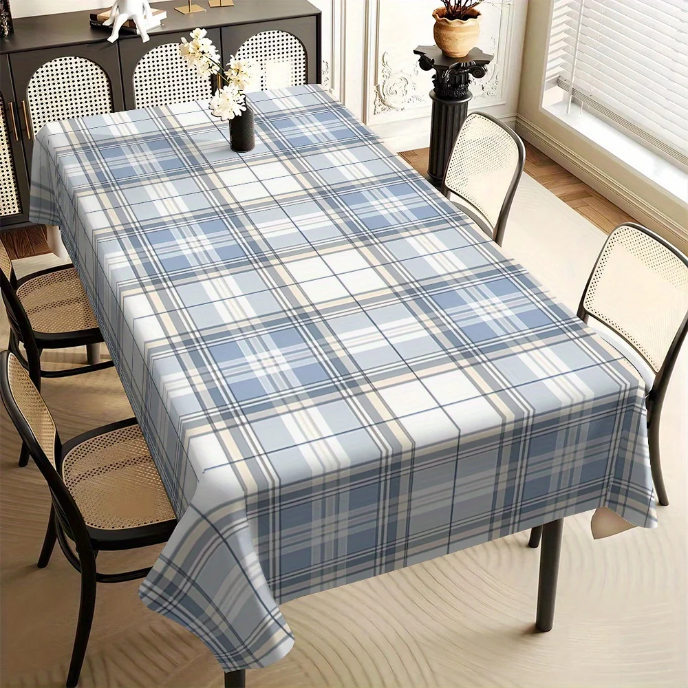 1pc pattern-printed tablecloth, check pattern, fresh, lines, English stylezyc