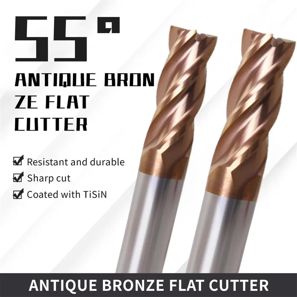 HRC55 End Mill Carbide Diameter 1-12mm Routers Bits 4Flutes Milling Cutter Tungsten Steel Cutting Tools CNC Maching Endmills