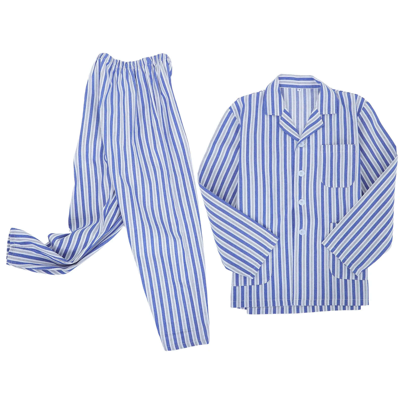 

1Set Patient Pajamas Adult Cotton Comfortable Long Sleeve Hospital Sleepwear Roomy Fit Front Pockets Classic Spread