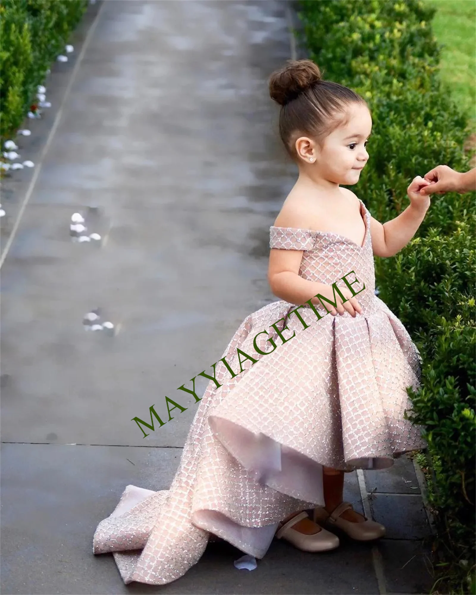 Vestido de fiesta con lentejuelas brillantes para niña, Falda corta hasta la rodilla, vestido de baile para niña, hecho a pedido