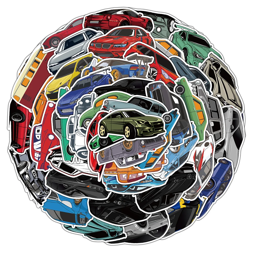 10/30/50pcs Vintage Cool Racing Car JDM Stickers Decals DIY Motorcycle Phone Luggage Helmet Cartoon Graffiti Sticker Wholesale