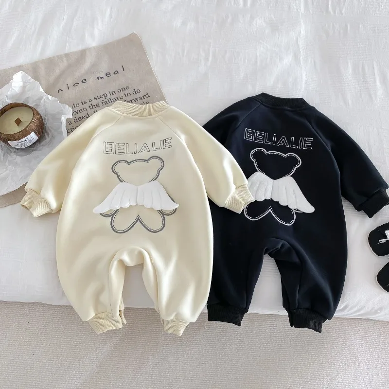 

Детская весенняя одежда для малышей 0-2 лет: супермилый комбинезон-ангел с медведем, с длинным рукавом, для мальчиков и девочек, для прогулок