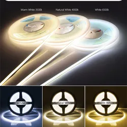 1-5M COB LED Strip Neon Light 12V High Bright Kitchen Lamp Ribbon Flexible 5MM Super Thin LED Tape Cabine Car Room Decoration