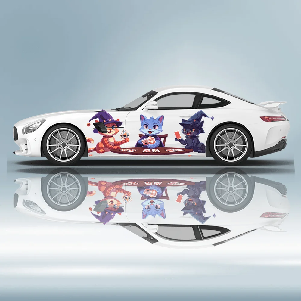 

Cute Cat Eating Cake Car Vinyl Wraps Decal Self-adhesive PVC Sticker Suitable for Trucks SUV Decoration Auto Accessories Gift