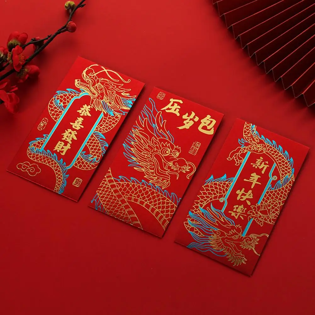 Conjunto de envelope estilo chinês tradicional, envelope cultural dourado para o ano novo lunar, primavera 6, envelope cultural