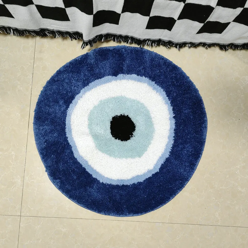 Fluffy Evil Eyes Circle Rug Soft Plush Tufted Carpet Bedroom Living Room Halloween Decor Pad Anti-slip Bathroom Floor Mat