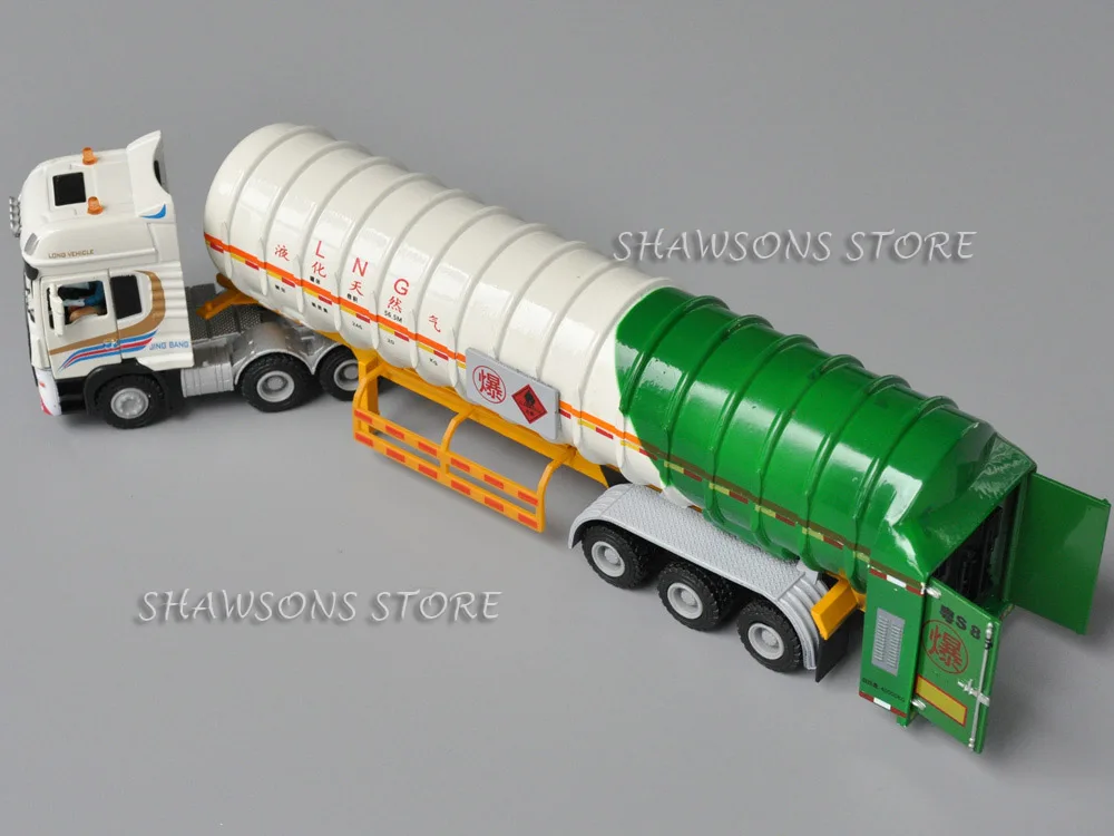 1:50 Scale Diecast Model Tanker Truck Toys Tractor With Gas Tank Semi-Trailer Miniature Replica