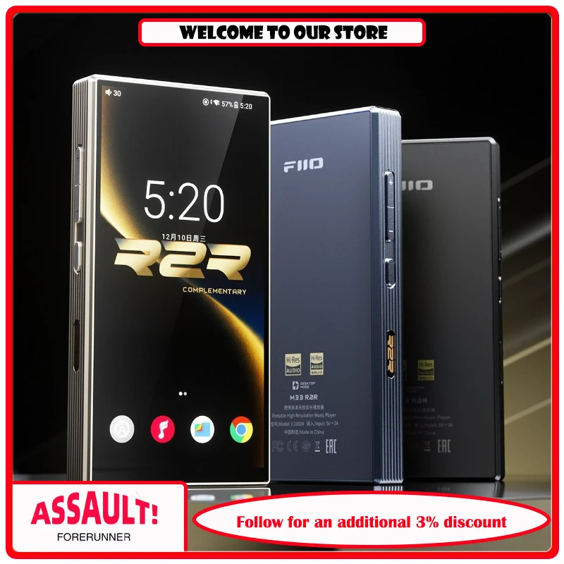 

New FiiO M33 R Hi-Fi Portable Player with Snapdragon 680 Chip 10-Band PEQ Adjustment Large Display Music Player Gifts