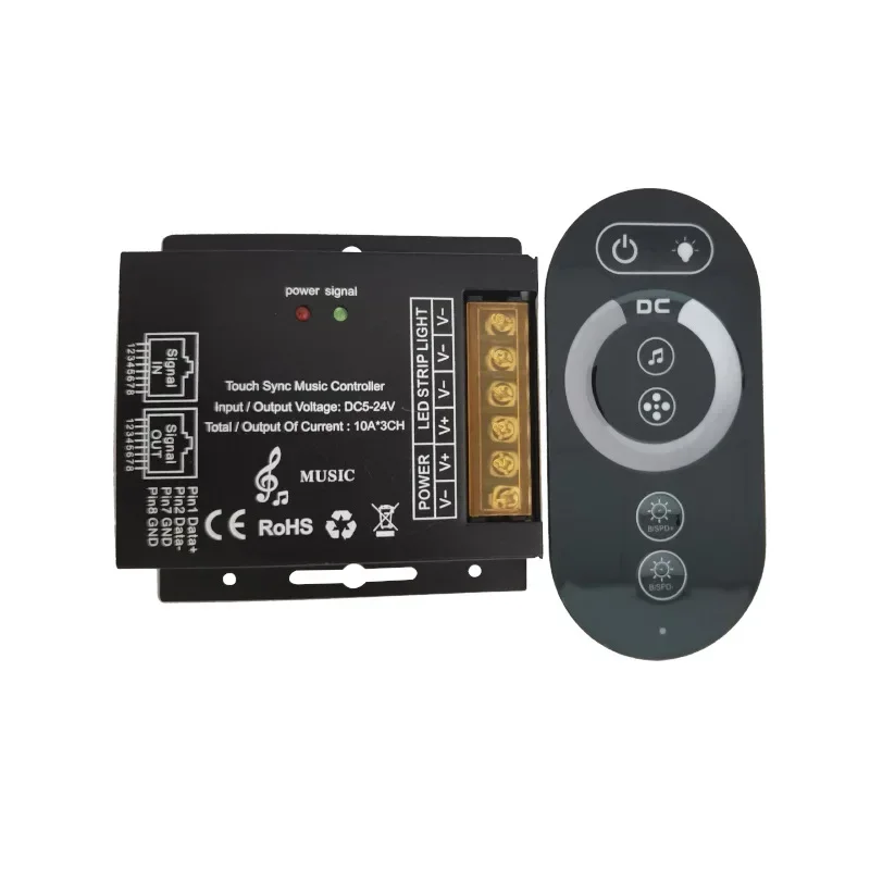 DC5V-24V LED Music Controller With RF6 Touch Wireless Remote LED Dimmer For Single Color CCT RGB RGBW RGBCW LED Strip Lights