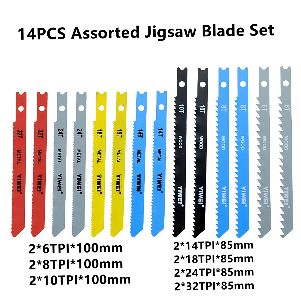 14PC Curve Saw Blade Cutting Various Types Wood Panels PVC Thin Steel Plates Plastic Aluminum Machines Saw Blade Set