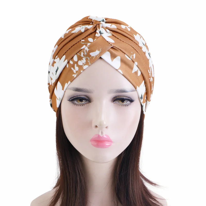 Neue Frauen Drucken Blume Knoten Krebs Rüschen Chemo Hut Beanie schal Turban Kopf Wrap Gestrickte Kappe Haarausfall Zubehör – Detail 37