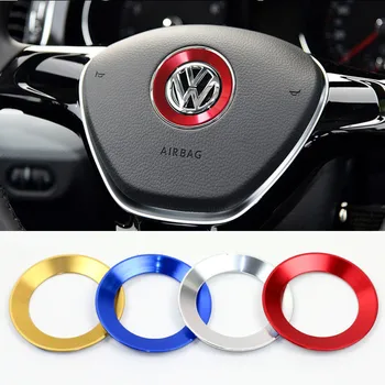 Küpler Araba Styling direksiyon Amblemi Dekoratif Daire Halka Aksesuarları Kılıf Volkswagen VW Golf 4 5 Polo Jetta Mk6 Kapakları