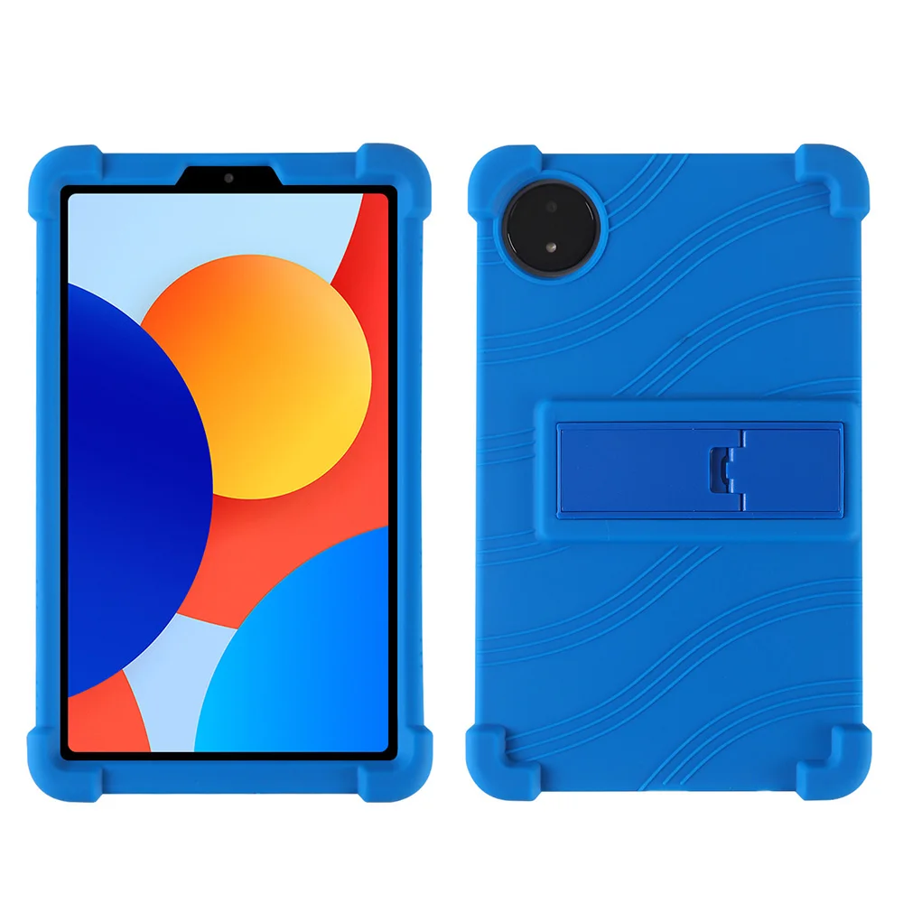 For Xiaomi Redmi Pad SE 4G 8.7 inch Case Adjustable Kickstand Silicone Tablet Protective Cover - Dark Blue