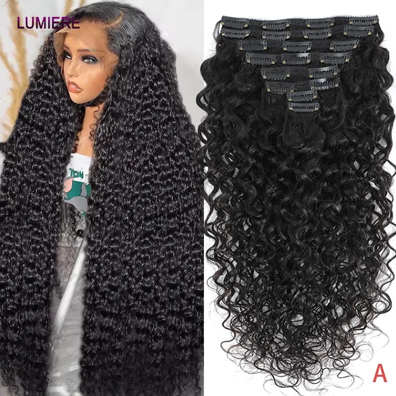 

Афро-кудрявые глубокие водные вьющиеся волны 120 г 8 шт./компл. на клипсах для наращивания волос девственные необработанные человеческие волосы 8-26 дюймов бразильские волосы натуральные