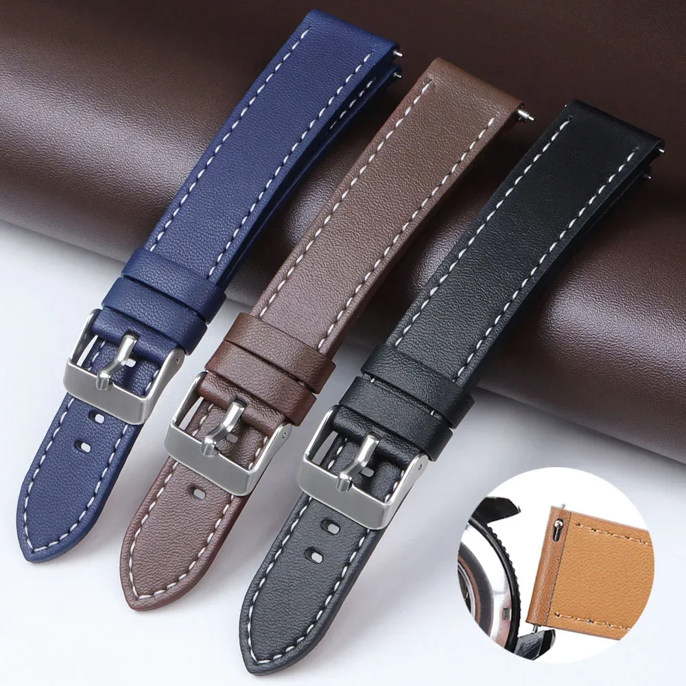 Leather Watchband 20mm 22mm for Huawei Watch GT2/GT3 Wristband Quick Release Watch Strap Men Women Universal Replace Bracelet