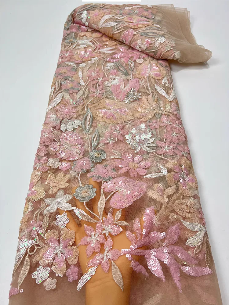 

1 ярд платье свадебное платье Cheongsam ткани для шитья Лидер продаж листьев лотоса вышивка блестками ткань