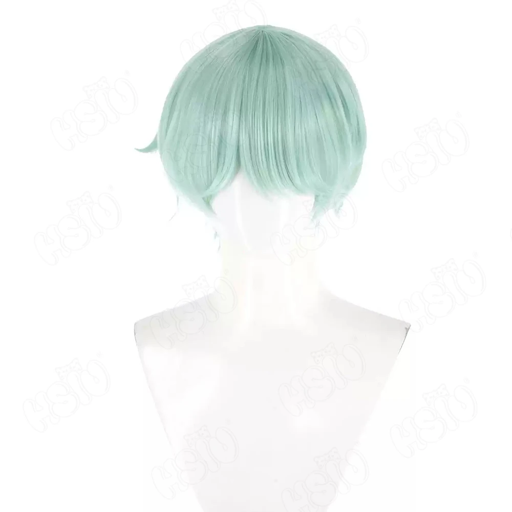 Anime k-pop chasseurs de démons Saja garçons Cosplay perruque 30CM vert menthe cheveux courts perruque synthétique + bonnet de perruque fête Halloween perruque