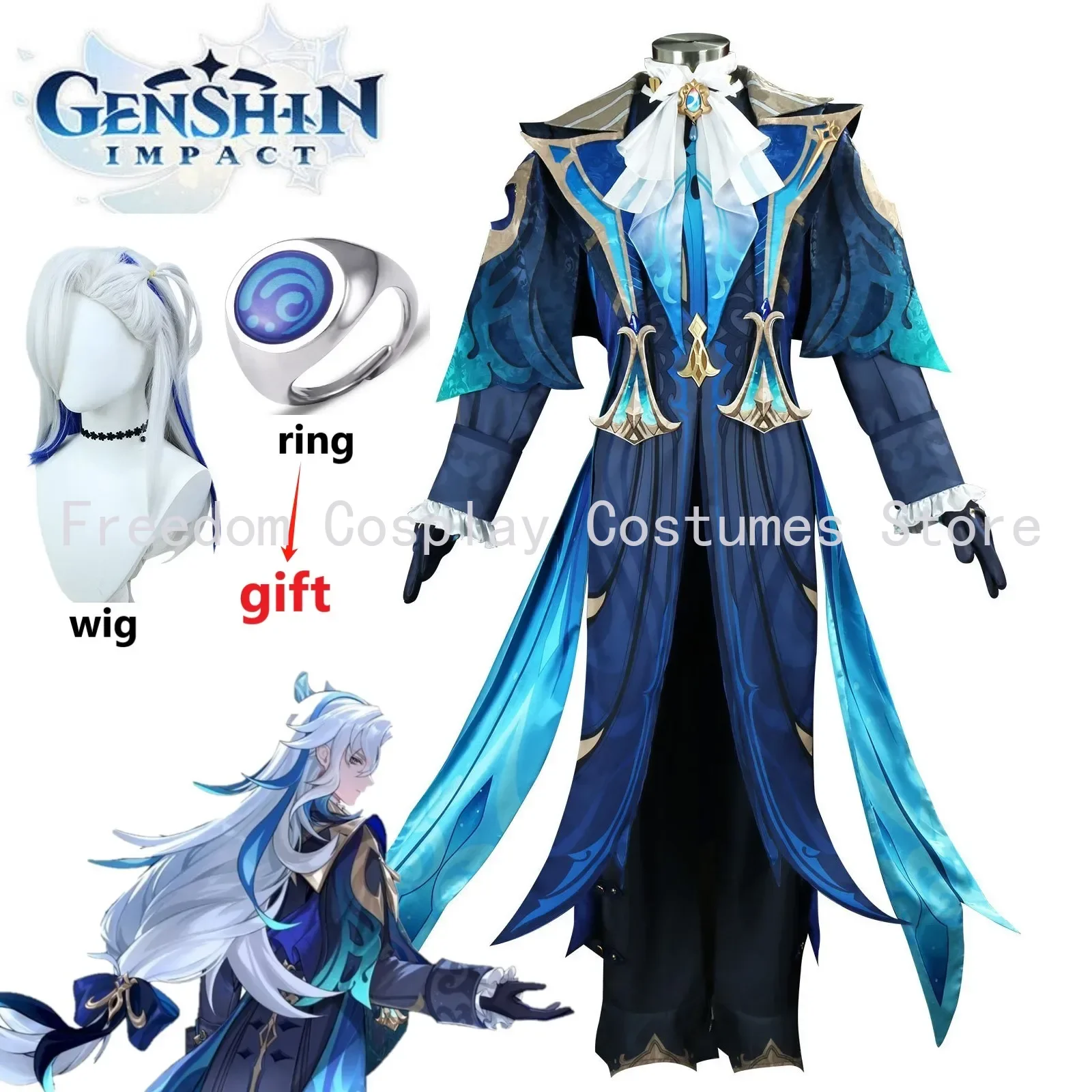 

Neuvillette Cosplay Game Genshinimpact Neuvillette Cosplay Costume wig Fontaine Chief Justice Anime Uniform Halloween Costume