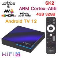 Ugoos SK2 Smart TV Box Android 12 ARM Cortex-A55 4GB 32GB Wifi6 BT5.2 100M Set Top Box Dolby Widevine L1 DTS AV1 Support