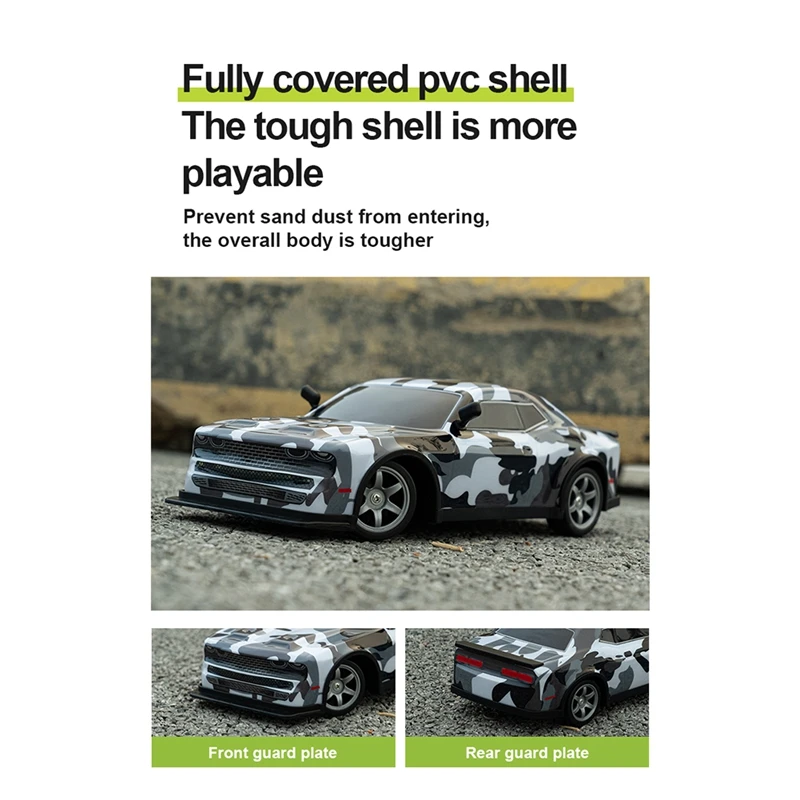 سيارة الانجراف RC 1:16 25KM/H 4WD سيارات RC عالية السرعة، مع أضواء LED، إطارات إضافية للبالغين والأطفال