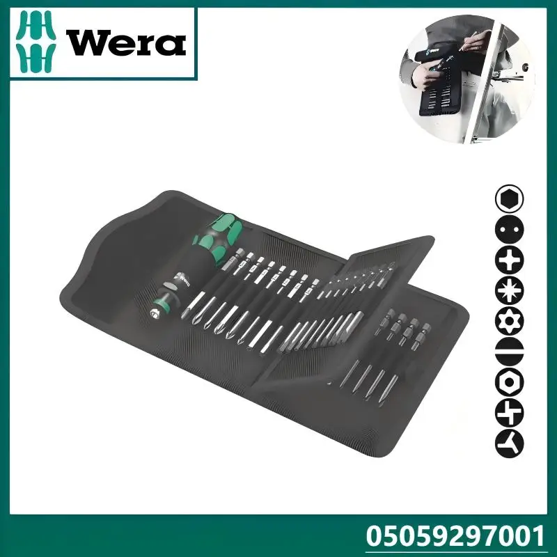 WERA 05059297001 33-Piece Screwdriver Set Kraftform Kompakt 62 - Includes interchangeable multi-size drill bits and tool case