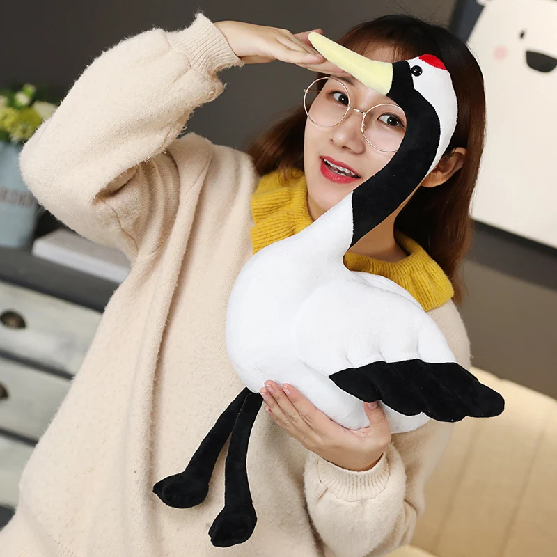 50/80cm Cute lifelike red-crowned crane Plush Doll PP Cotton Stuffed Animal Swan  Cushion Toy For Gift