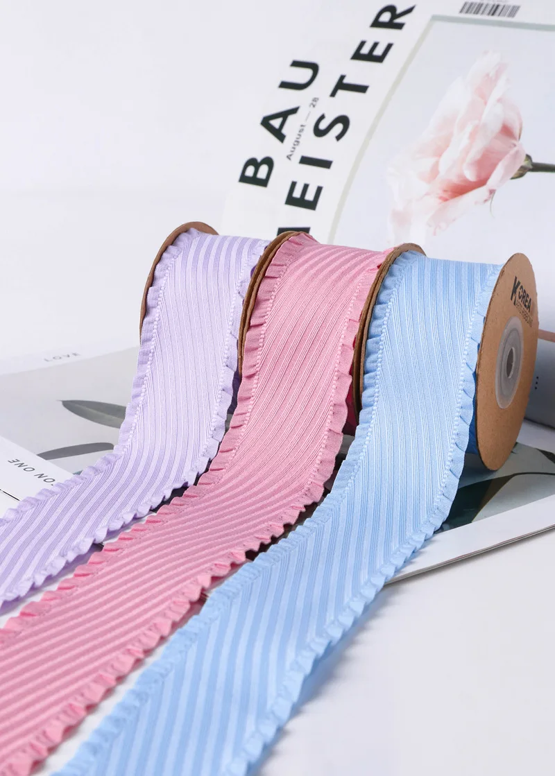 10 Yards Falbala Rüschenband aus Twill, Lotusblatt-Bänder 25/38MM, Haarschleifen, DIY-Bastelarbeiten, handgefertigte Accessoires YM2023030201 – Detail 2