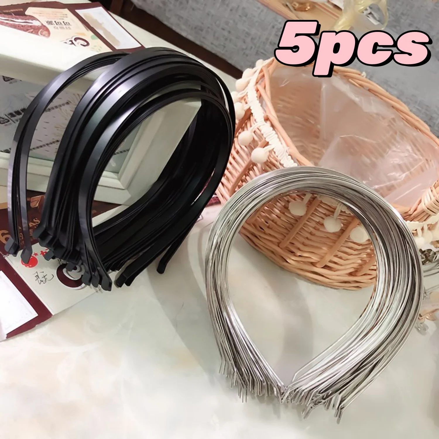 5pcs/lot Fashion Metal Blank Hairband Hairwear 3 4 5 6 7mm Width Handmade Women Decoration Hairbands DIY Hair Jewelry