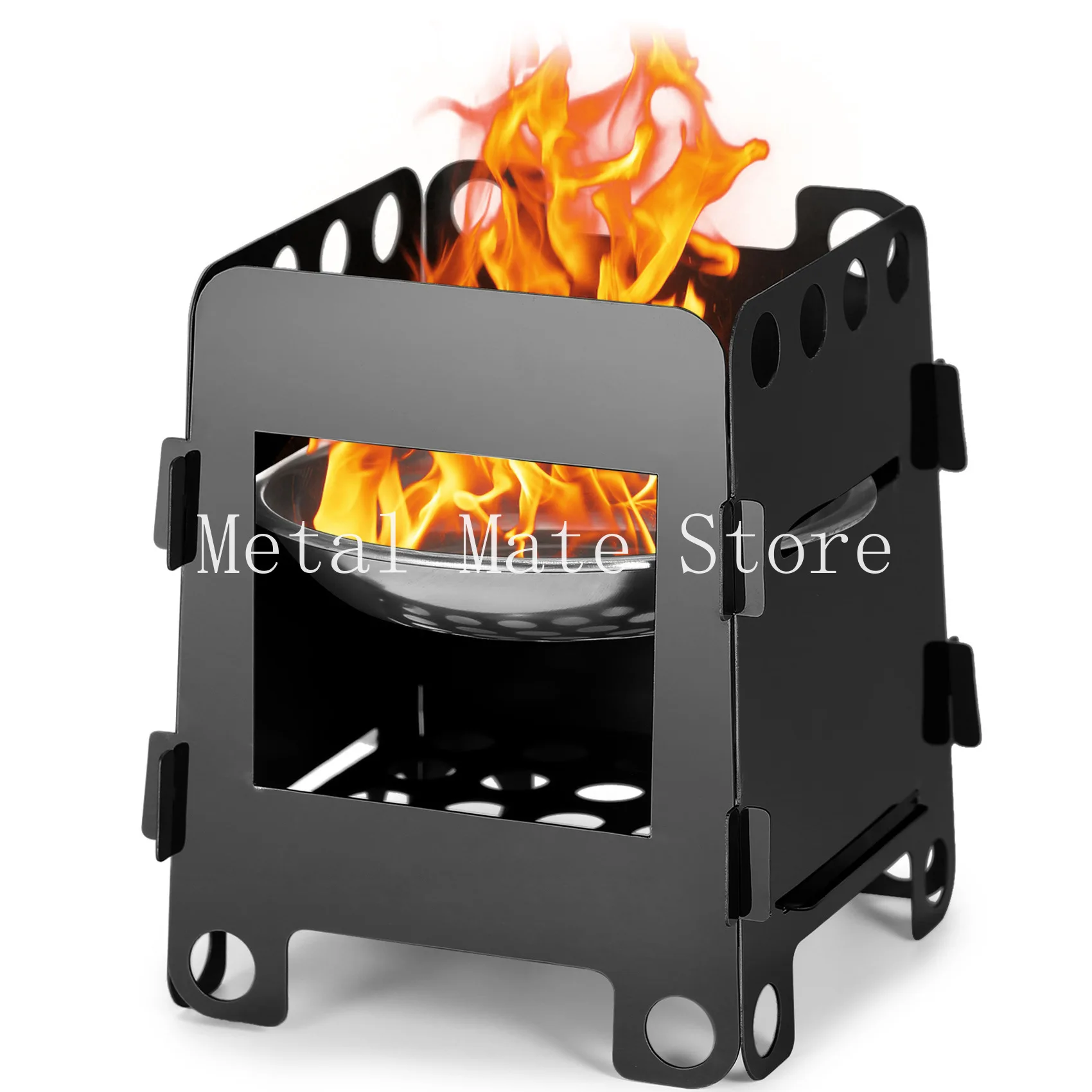 Outdoor card stove black titanium plug-in small folding stainless steel titanium plated picnic portable charcoal stove