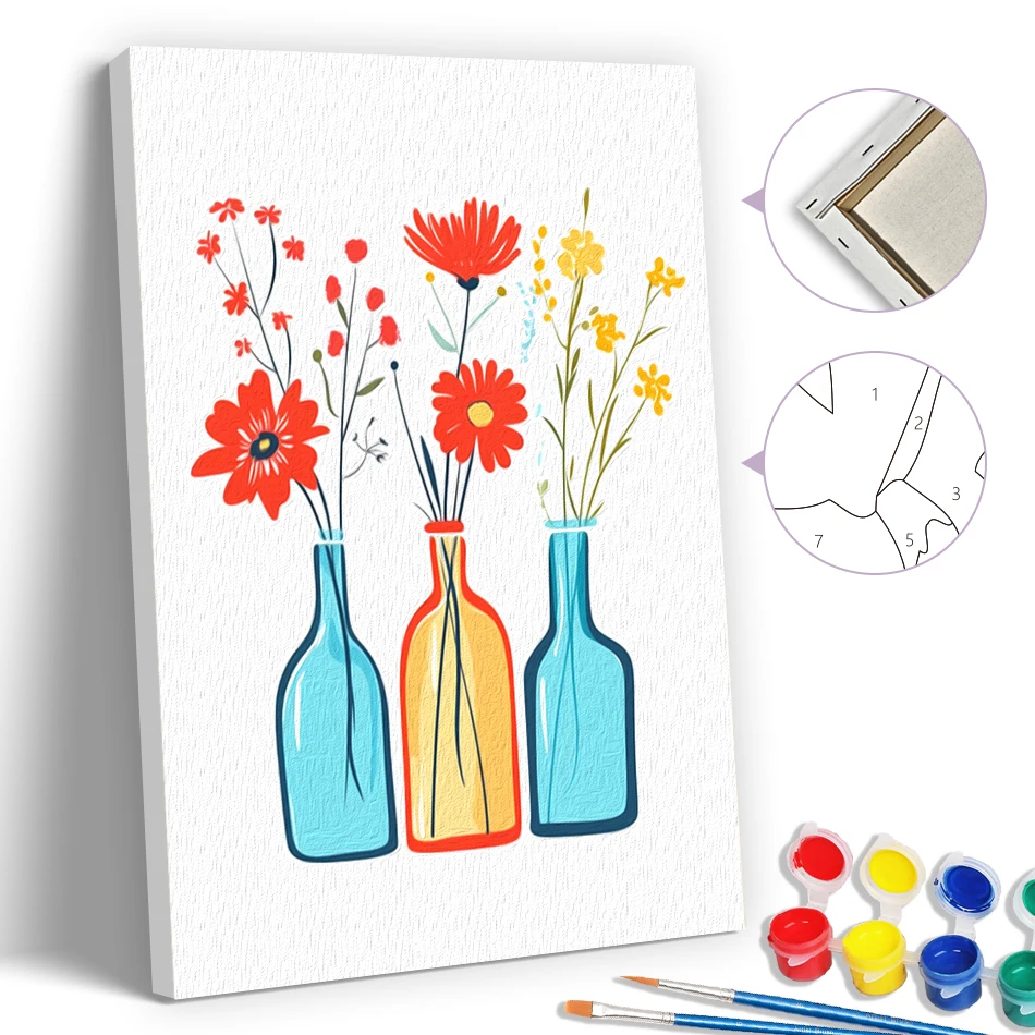 

SDOYUNO Simple Painting By Numbers Modern Pictures Vase flower Coloring For Adults 20X30cm With Frame Diy Acrylic Paints Drawing