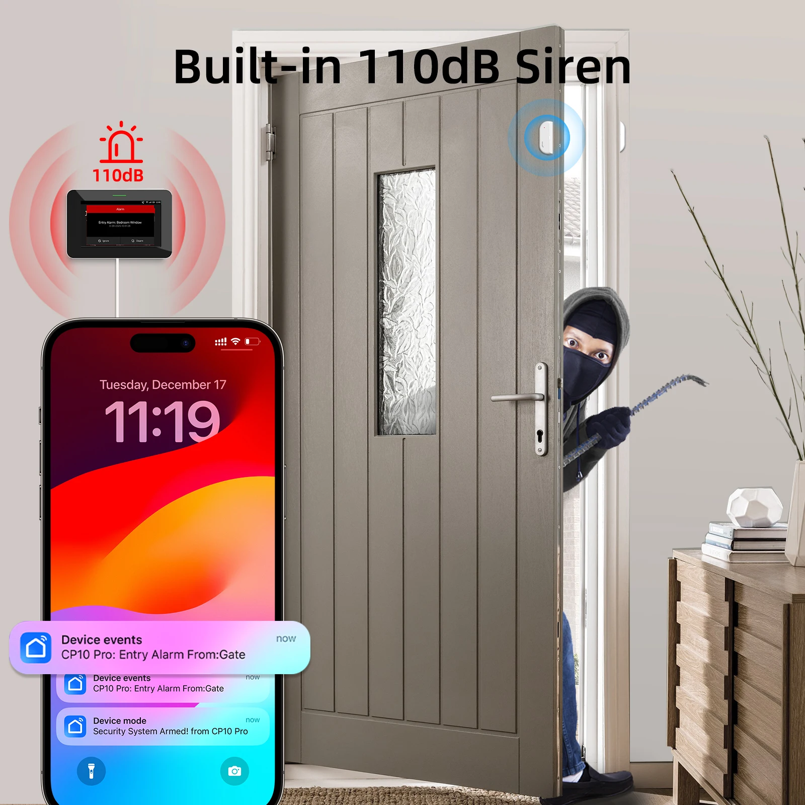 CPVAN نموذج جديد نظام إنذار المنزل الذكي 7 بوصة Tuya WIFI 4G لوحة المدمج في بطارية 5000mAh لنظام حماية أمن الوطن #5