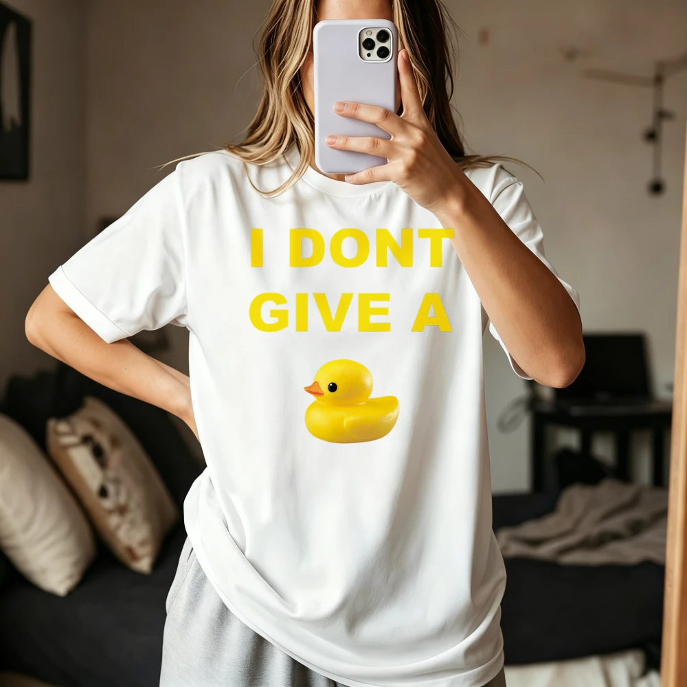 I Dont Give A Duck Funny Slogan T-Shirt Short Sleeve O-neck Soft Y2k Casual Fashion Man Women Tshirt Summer Breathe Comfort Tees