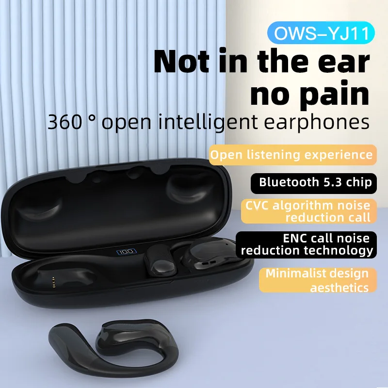 

Bluetooth Earphones Open Earbuds 400mAh Ultra Long Life with Charging Bay Sports Stereo Noise Cancelling HD Talking Headphones